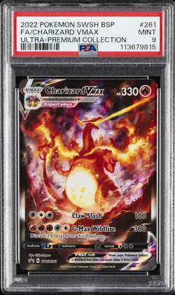 2022 POKEMON SWSH BLACK STAR PROMO #261 FULL ART/CHARIZARD VMAX PSA 9 - Image 1