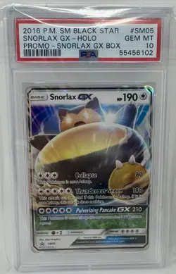 PSA 10 Pokemon Snorlax GX Holo Promo GX Box 2016 Black Star Low Pop (55456102) - Image 1