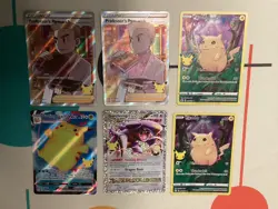 Lot Of 6 Pokemon Celebrations Trading Cards Full Art, Pikachu, etc. - Image 1