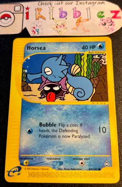 Horsea 84/147 LP Non Holo Sleepy Shellder Art Vintage Wizards WoTC Pokemon Card! - Image 1