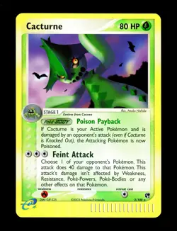 2003 Pokemon CACTURNE Ex Sandstorm REVERSE HOLO Foil RARE e-Reader Card 2/100 NM - Image 2