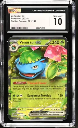 Pokemon Venusaur ex 001/142 Stellar Crown Holo CGC PSA GRADED - Image 1