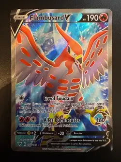 2020 Pokemon Sword & Shield Rebel Clash Flambusard V French Full Art NM 168/185 - Image 1
