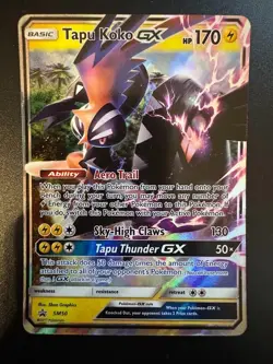 2017 Pokemon Sun & Moon Promo Tapu Koko GX Full Art NM SM50 TCG - Image 1