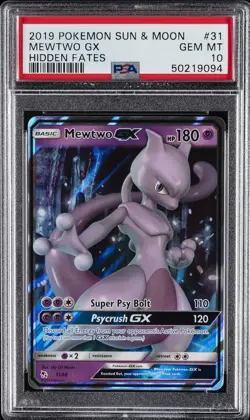 2019 POKEMON SUN & MOON HIDDEN FATES #31 MEWTWO GX PSA 10 - Image 1