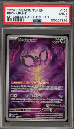 Pokemon Pecharunt Shrouded Fable P.M. Center ETB Promo SVP EN 129 PSA 9 Mint - Image 1