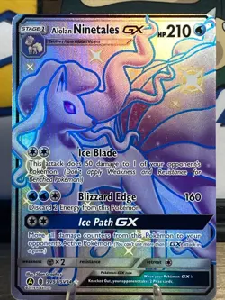 Pokemon TCG Alolan Ninetales GX SV53/SV94 NM Hidden Fates Shiny Vault Full Art - Image 1