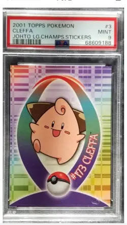 PSA 9 2000 Topps Pokemon Cleffa Johto League champions Sticker - Image 1
