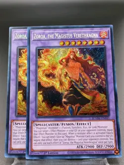 2x Yu-Gi-Oh! Zoroa, The Magistus Verethragna #BLMM-EN045 1st Ed Secret Rare (NM) - Image 1