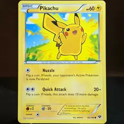 Pikachu 42/146 LP/NM XY Base Set 2014 Pokemon Card jumping winking happy cute - Image 1