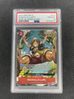 Monkey D Luffy Alt Art One Piece Card Wings Of The Captain OP06-013 PSA 10 - Image 1