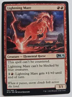 MTG Magic The Gathering Card Lightning MareCreature Elemental Horse Red M19 - Image 1