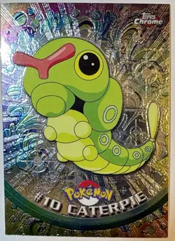 CATERPIE #10, Series 1 - 2000, Topps TV Animation Edition Chrome Pokemon Card - Image 1