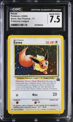 CGC 7.5 Eevee 2000 Black Star Promos 11 Holo Pokemon Card - Image 1