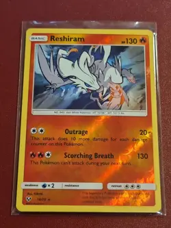 Pokemon Sun Moon Shining Legends Reshiram 14/73 Rare Reverse Holo TCG Card - Image 1