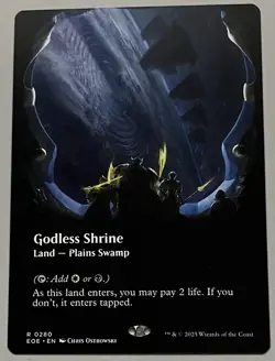 MTG Edge of Eternities Godless Shrine Land - Plains Swamp RARE REGULAR #0280 - Image 1