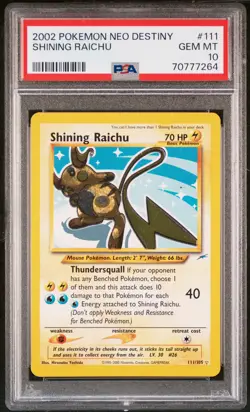 2002 POKEMON NEO DESTINY #111 SHINING RAICHU PSA 10 - Image 1