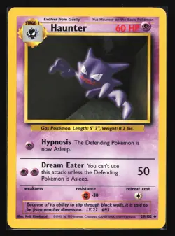 Pokemon Haunter 29/102 WotC Base Set Unlimited Uncommon NM - Image 1