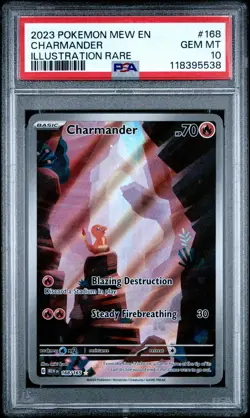 2023 POKEMON MEW EN-151 ILLUSTRATION RARE #168 CHARMANDER PSA 10 - Image 1