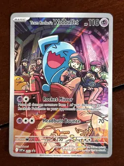 Pokemon Destined Rivals Team Rocket’s Wobbuffet Promo 203 Illustration Rare - Image 1