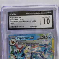 Pokemon TCG Vaporeon ex 023/131 Sv: Prismatic Evolutions Holo CGC GEM MINT 10 - Image 2