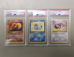 Lot Of 3 Jungle 1st Edition PSA Graded Vaporeon Flareon Eevee Non Holo Pokemon - Image 1