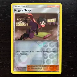 Koga's Trap 59/68 Pokemon Hidden Fates Sun & Moon Reverse Holo Uncommon Card NM - Image 1