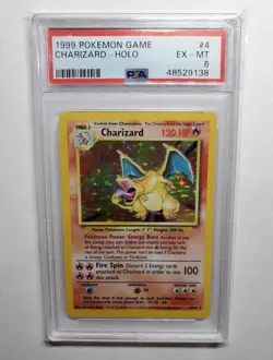 Charizard 4/102 Pokemon Card Rare Holo NM Base Set Unlimited Holo PSA 6 Sealed! - Image 1