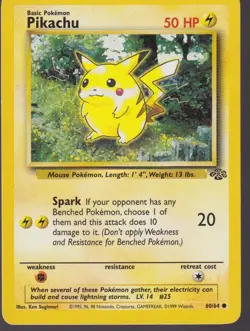 Pikachu Common Jungle 60/64 Pokemon Trading Card TCG WOTC - Image 1