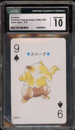 Pokemon Silver Playing Cards Drowsee (Drowzee) 9 of Spades Japanese #096 CGC 10 - Image 1