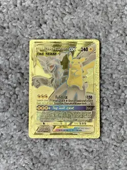 Pokemon Pikachu&Zekrom GX HP240 Tag Team Full Blitz Gold Foil Fan Art Card - Image 1