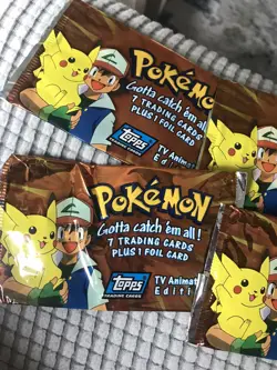 Lot of 5 Vintage Topps Pokemon TV Animation Edition Empty Booster Pack Wrappers - Image 3