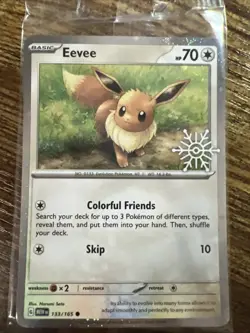EEVEE 133/165 Pokemon TCG Holiday Calendar 2025 Holo Festive Stamp Promo SEALED - Image 1