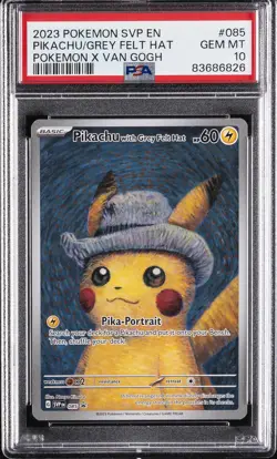 2023 POKEMON SVP EN-SV BLACK STAR PROMO #085 PIKACHU WITH GREY FELT HAT PSA 10 - Image 1