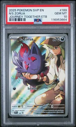 2025 POKEMON SVP EN-SV BLACK STAR PROMO #189 N'S ZORUA PSA 10 - Image 1