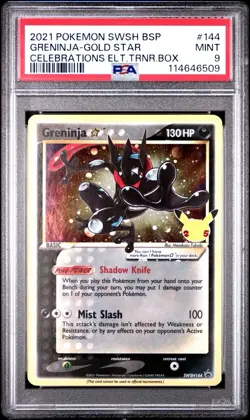 2021 POKEMON SWSH BLACK STAR PROMO #144 GRENINJA-GOLD STAR PSA 9 - Image 1