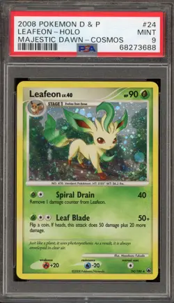 Pokemon Leafeon Majestic Dawn Cosmos Holo Rare #24 PSA 9 Mint - Image 1