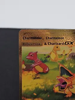 Gold Foil Pokemon Charmander, Charmeleon, & Charizard GX Card HP 450 2020 - Image 2