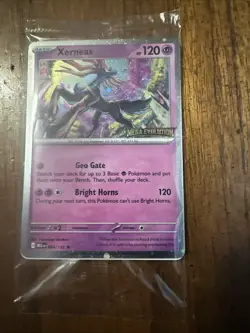 Xerneas 064/132 SEALED Pokemon Mega Evolution Stamped Promo Best Buy Holo Card - Image 1