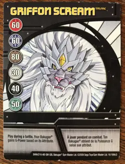 BAKUGAN Battle Brawler GRIFFON SCREAM 2009 Ability Card Spin Master Card - Image 1