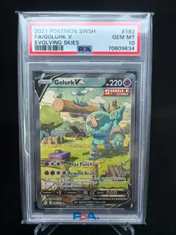 Golurk V 182/203 PSA 10 GEM MINT Pokemon TCG Evolving Skies Alternate Art - Image 1