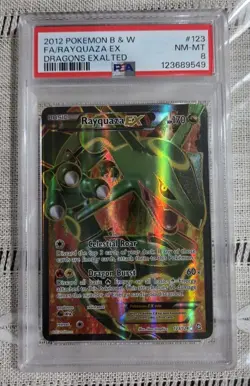 2012 Pokemon Black & White Rayquaza EX 123/124 Dragons Exalted PSA 8 - Image 1