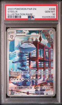 2023 POKEMON PAR EN-PARADOX RIFT ILLUSTRATION RARE #208 STEELIX PSA 10 - Image 1