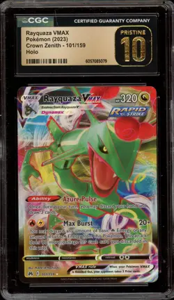 Pokemon Rayquaza VMAX Crown Zenith Full Art #101 CGC 10 Pristine - Image 1