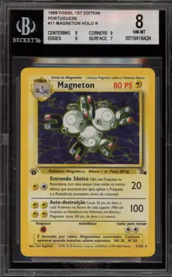 Pokemon Magneton Fossil 1st Edition PORTUGUESE Holo Rare #11 BGS 8 - Image 1