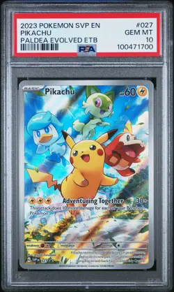 2023 POKEMON SVP EN-SV BLACK STAR PROMO #027 PIKACHU PSA 10 - Image 1