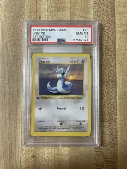 1999 Pokemon Base Set 1st Edition #26 Dratini PSA 10 - Image 1