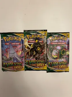 Pokemon TCG Sword & Shield Evolving Skies Booster Pack Lot of (3) Packs - Image 1