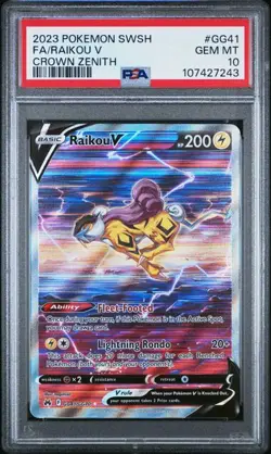 PSA 10 Raikou V Full Art GG41/GG70 Crown Zenith Galarian Gallery Pokemon 2023 - Image 1
