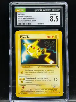 Pikachu 1999 Pokemon Black Star Promos - 4 Mewtwo Strikes Back CGC 8.5 Stamped - Image 1